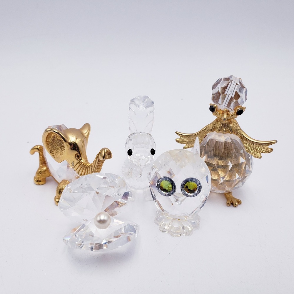 Swarovski Crystal Figurines Lot Clear Gold Animal Set OS